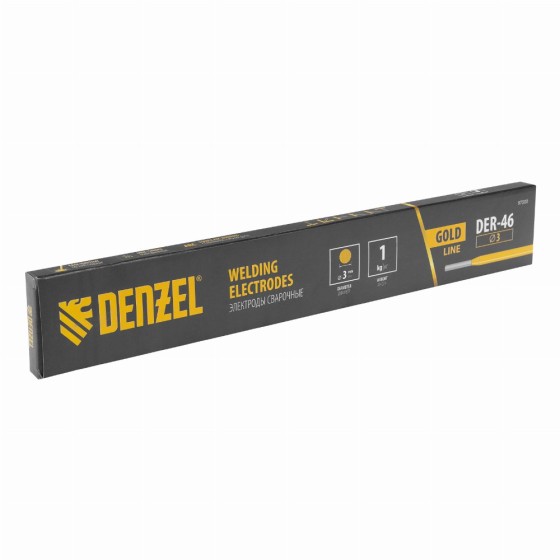Электроды DER-46 Goldline, диам. 3 мм, 1 кг, рутил-целлюлозное покрытие Denzel 97500 Электроды DER-46 Goldline, диам. 3 мм, 1 кг, рутил-целлюлозное покрытие Denzel 97500