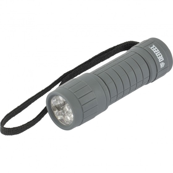 Фонарь светодиодный, серый корпус с мягким покрытием, 9 Led, 3хААА Denzel 92612