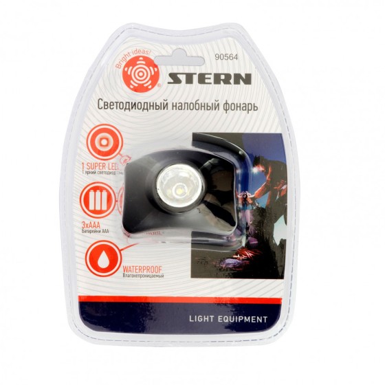 Фонарь наголовный, светодиодный, 1 super Led, 3 х ААА Stern 90564 Фонарь наголовный, светодиодный, 1 super Led, 3 х ААА Stern 90564