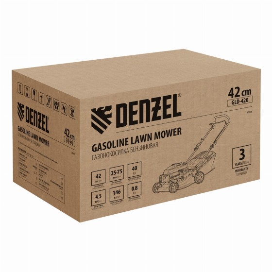 Газонокосилка бензиновая GLD-420, 146 см3, ширина 42 см, 40 л Denzel 58805 Газонокосилка бензиновая GLD-420, 146 см3, ширина 42 см, 40 л Denzel 58805