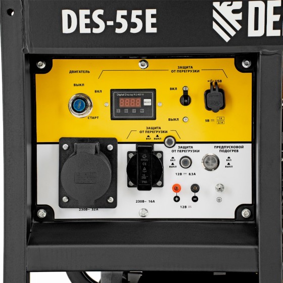 Генератор дизельный DES-55E, 5,5 кВт, 230 В, 11 л, электростартер Denzel 94414 Генератор дизельный DES-55E, 5,5 кВт, 230 В, 11 л, электростартер Denzel 94414