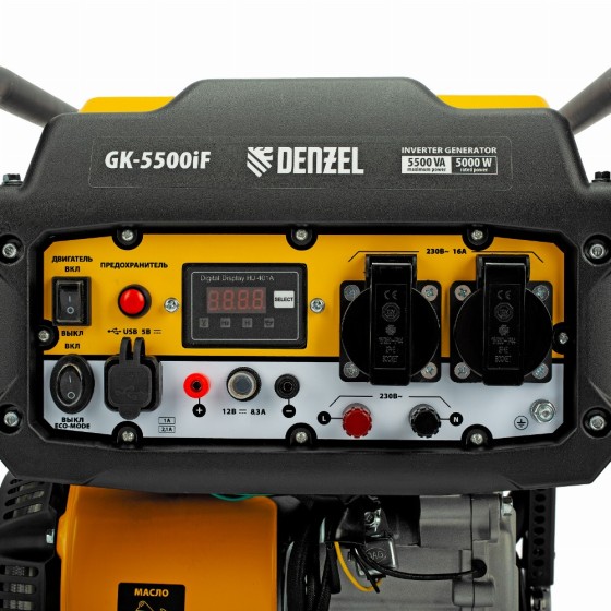 Генератор инверторный GK-5500iF, 5,5 кВт, 230 В, ручной старт DENZEL 94709 Генератор инверторный GK-5500iF, 5,5 кВт, 230 В, ручной старт DENZEL 94709
