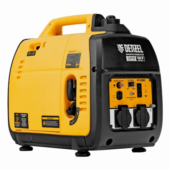 Генератор инверторный GT-2200iS, 2.2 кВт, 230 В, бак 4 л, закрытый корпус, ручной старт Denzel 94702 Генератор инверторный GT-2200iS, 2.2 кВт, 230 В, бак 4 л, закрытый корпус, ручной старт Denzel 94702
