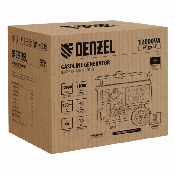 Генератор бензиновый PS-120EA, 12 кВт,230 В, 40л, разъём ATS,эл.старт Denzel 946964 Генератор бензиновый PS-120EA, 12 кВт,230 В, 40л, разъём ATS,эл.старт Denzel 946964