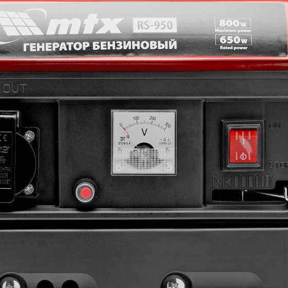 Генератор бензиновый RS-950, 0,8 кВт, 230 В, 2-х такт., 4 л, ручной стартер MTX 946650