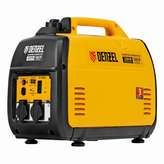 Генератор инверторный GT-2200iS, 2.2 кВт, 230 В, бак 4 л, закрытый корпус, ручной старт Denzel 94702 Генератор инверторный GT-2200iS, 2.2 кВт, 230 В, бак 4 л, закрытый корпус, ручной старт Denzel 94702