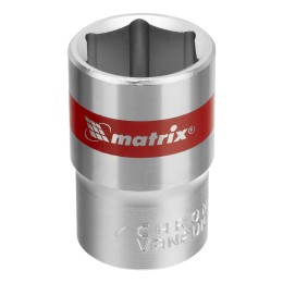 Головка торцевая, 18 мм, шестигранная, CrV, под квадрат 1/2, хромированная Matrix 13118