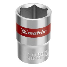 Головка торцевая, 19 мм, шестигранная, CrV, под квадрат 1/2, хромированная Matrix 13119