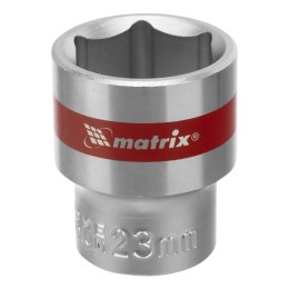 Головка торцевая, 23 мм, шестигранная, CrV, под квадрат 1/2, хромированная Matrix 13123