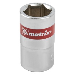 Головка торцевая, 15 мм, шестигранная, CrV, под квадрат 1/2, хромированная Matrix 13115