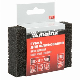 Губка для шлифования, 100 х 70 х 25 мм, мягкая, P 40 Matrix 75700