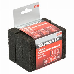 Губка для шлифования, 100 х 70 х 25 мм, средняя жестк, 3 шт, P 60/80, P 60/100, P 80/120 Matrix 75710