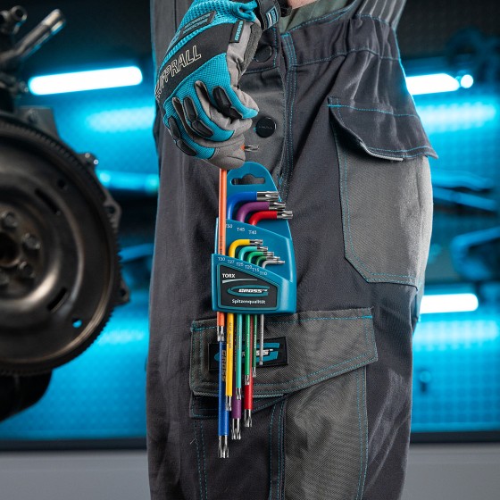 Набор ключей имбусовых Torx -TT, 9 шт: T10-T50, магнит, S2, экстра-длинные, хром/краска 9 шт Gross 16402
