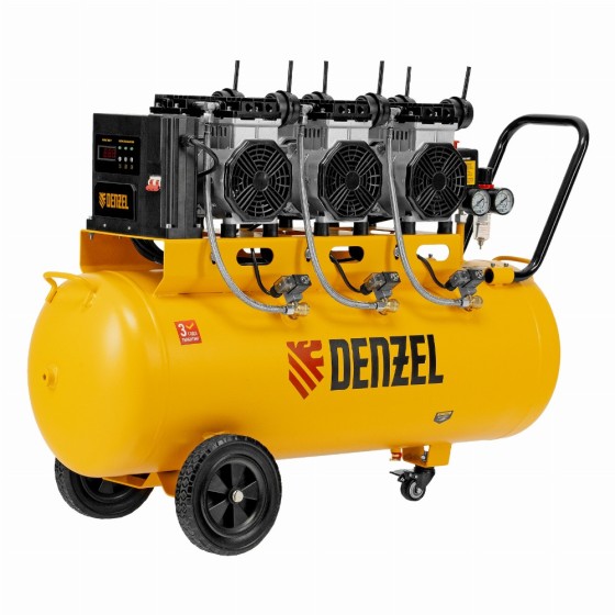 Компрессор безмасляный, малошумный DLS 3300/100, 3300 Вт,3x1100, 100 л, 570 л/мин ,блок управления Denzel 58032 Компрессор безмасляный, малошумный DLS 3300/100, 3300 Вт,3x1100, 100 л, 570 л/мин ,блок управления Denzel 58032