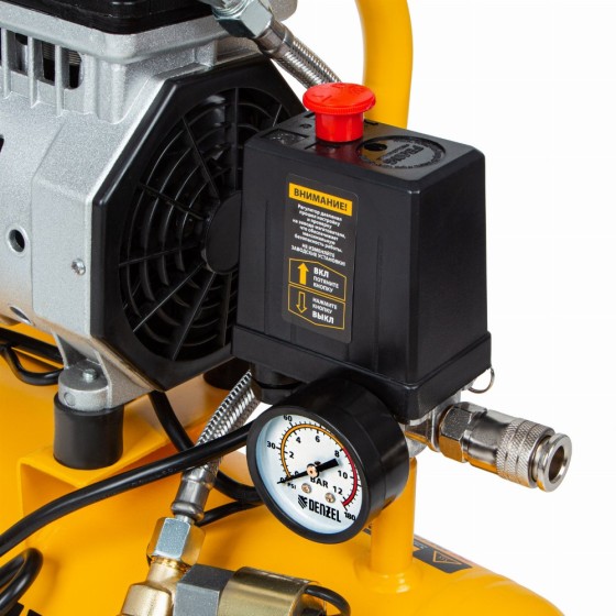 Компрессор DLS650/10 безмаслянный малошумный 650 Вт, 120 л/мин, ресивер 10 л Denzel 58021 Компрессор DLS650/10 безмаслянный малошумный 650 Вт, 120 л/мин, ресивер 10 л Denzel 58021
