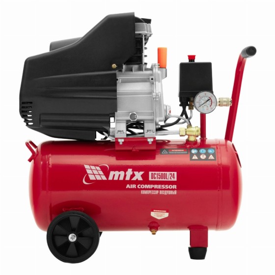 Компрессор воздушный DC1500L/24, 1,5 кВт, 24 л, 210 л/мин MTX 58017 Компрессор воздушный DC1500L/24, 1,5 кВт, 24 л, 210 л/мин MTX 58017