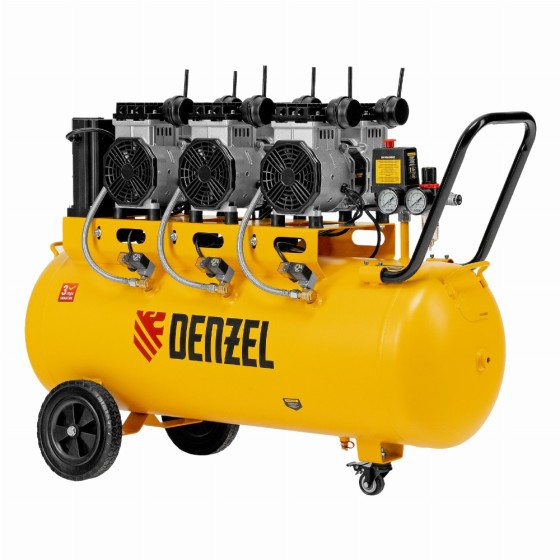 Компрессор безмасляный, малошумный DLS 3300/100, 3300 Вт,3x1100, 100 л, 570 л/мин ,блок управления Denzel 58032 Компрессор безмасляный, малошумный DLS 3300/100, 3300 Вт,3x1100, 100 л, 570 л/мин ,блок управления Denzel 58032