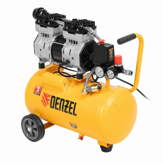 Компрессор DLS950/24 безмаслянный малошумный 950 Вт, 165 л/мин, ресивер 24 л Denzel 58026 Компрессор DLS950/24 безмаслянный малошумный 950 Вт, 165 л/мин, ресивер 24 л Denzel 58026