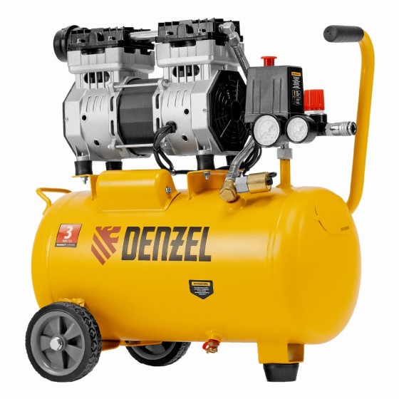 Компрессор DLS950/24 безмаслянный малошумный 950 Вт, 165 л/мин, ресивер 24 л Denzel 58026 Компрессор DLS950/24 безмаслянный малошумный 950 Вт, 165 л/мин, ресивер 24 л Denzel 58026
