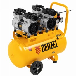 Компрессор безмасляный, малошумный DLS 1500/50, 1500 ВТ, 2x750, 50 л, 260 л/мин Denzel 58027