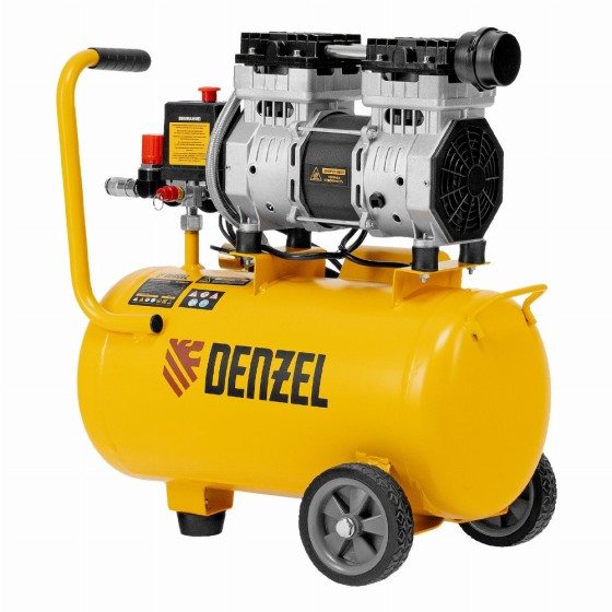 Компрессор DLS950/24 безмаслянный малошумный 950 Вт, 165 л/мин, ресивер 24 л Denzel 58026 Компрессор DLS950/24 безмаслянный малошумный 950 Вт, 165 л/мин, ресивер 24 л Denzel 58026