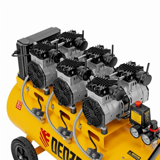 Компрессор безмасляный, малошумный DLS 3300/100, 3300 Вт,3x1100, 100 л, 570 л/мин ,блок управления Denzel 58032 Компрессор безмасляный, малошумный DLS 3300/100, 3300 Вт,3x1100, 100 л, 570 л/мин ,блок управления Denzel 58032