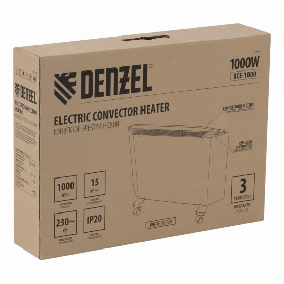 Конвектор электрический XCE-1000, 230 В, 1000 Вт, X-образный нагреватель Denzel 98130 Конвектор электрический XCE-1000, 230 В, 1000 Вт, X-образный нагреватель Denzel 98130
