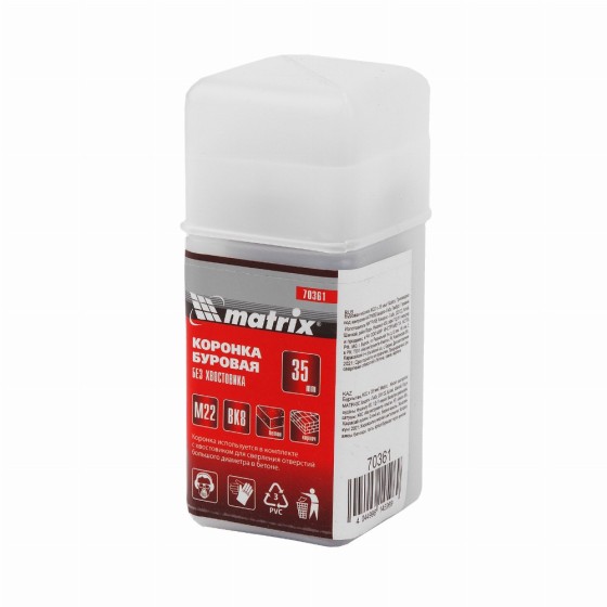 Буровая коронка, M22 х 35 мм Matrix 70361 Буровая коронка, M22 х 35 мм Matrix 70361