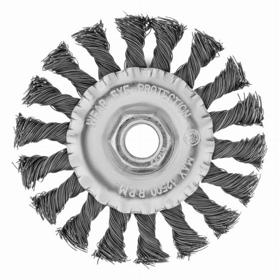 Щетка для УШМ 100 мм, М14, плоская, крученая проволока 0.5 мм Matrix 74639 Щетка для УШМ 100 мм, М14, плоская, крученая проволока 0.5 мм Matrix 74639