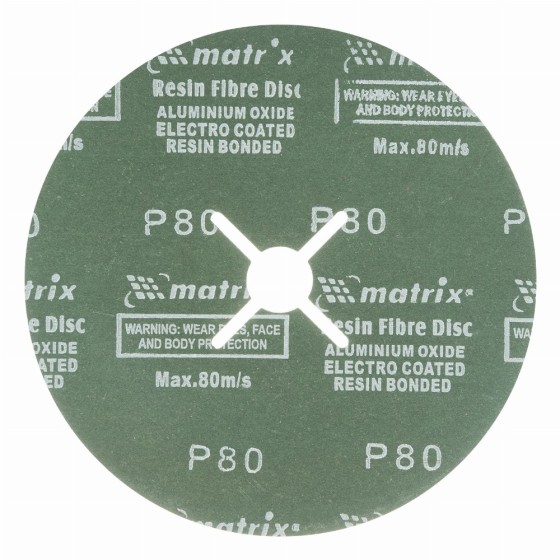 Круги фибровые 5 шт, Р 80, 180 х 22 mm Matrix 73922