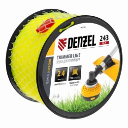 Леска для триммера витой квадрат, 2,4мм х 243м, на DIN катушке FLEX CORD Denzel 96298
