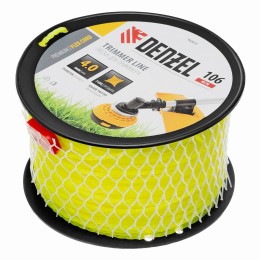 Леска для триммера витой квадрат, 4,0мм х 106м, на DIN катушке FLEX CORD Denzel 96803