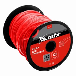 Леска для триммера квадрат 4,0 мм х 120 м, на катушке MTX 96879