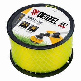 Леска для триммера витой квадрат, 2,4мм х 243м, на DIN катушке FLEX CORD Denzel 96298