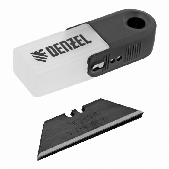 Лезвия, 19 мм, сталь SK5 - 0,6 мм, трапециевидные, 5 штук Denzel 79318