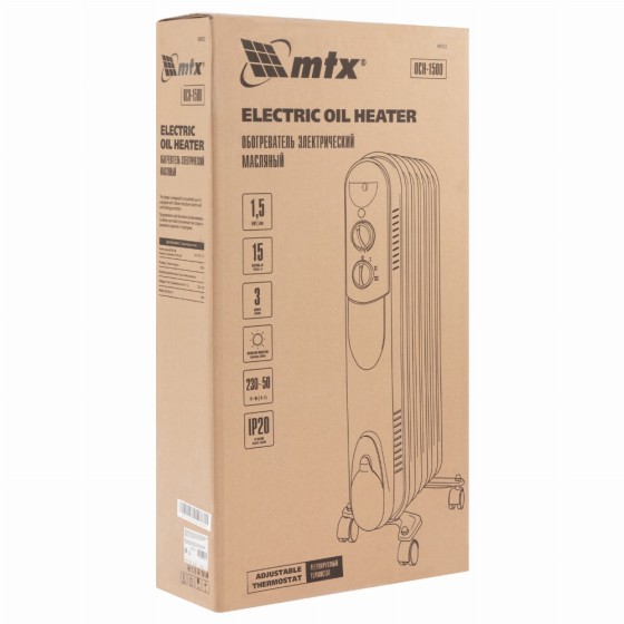 Масляный обогреватель MTX OCH-1500, 230 В, 1500 Вт MTX 98302