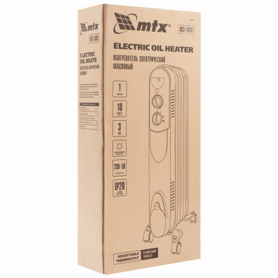 Масляный обогреватель MTX OCH-1000, 230 В, 1000 Вт MTX 98301 Масляный обогреватель MTX OCH-1000, 230 В, 1000 Вт MTX 98301