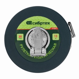 Рулетка геодезическая 20 м х 13 мм, закрытый корпус, фибергласовая лента Сибртех 31261