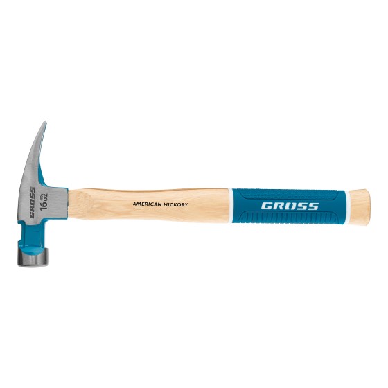 Молоток-гвоздодер, 450 г, угол 75, магнит, обрезиненная рукоятка American hickory GROSS 10418