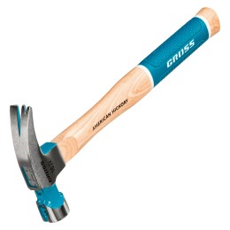 Молоток-гвоздодер, 280 г, угол 75, магнит, обрезиненная рукоятка American hickory GROSS 10417