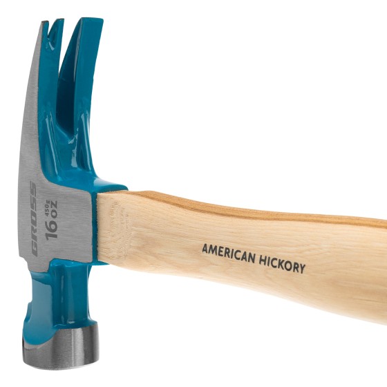 Молоток-гвоздодер, 450 г, угол 75, магнит, обрезиненная рукоятка American hickory GROSS 10418
