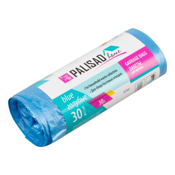 Пакеты для мусора 30 л x 30 шт. голубые, Home Palisad 927045 Пакеты для мусора 30 л x 30 шт. голубые, Home Palisad 927045