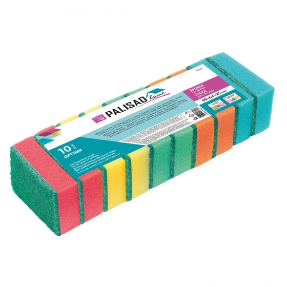 Губки для посуды Optima, 90 x 64 x 25 мм, 10 шт., Home Palisad 923525 Губки для посуды Optima, 90 x 64 x 25 мм, 10 шт., Home Palisad 923525