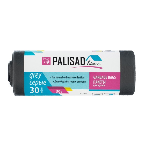 Пакеты для мусора 30 л x 30 шт. серые, Home Palisad 927035 Пакеты для мусора 30 л x 30 шт. серые, Home Palisad 927035