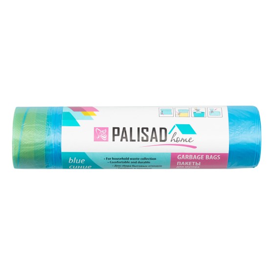 Пакеты для мусора с завязками 35 л x 15 шт. синие, Home Palisad 927155 Пакеты для мусора с завязками 35 л x 15 шт. синие, Home Palisad 927155