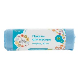Пакеты для мусора 30 л х 30 шт, голубые, Elfe 92704 Пакеты для мусора 30 л х 30 шт, голубые, Elfe 92704