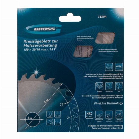 Пильный диск по дереву 150 x 20/16 x 24Т Gross 73304 Пильный диск по дереву 150 x 20/16 x 24Т Gross 73304