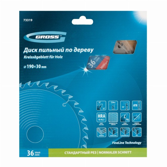 Пильный диск по дереву 190 x 30 x 36Т Gross 73319 Пильный диск по дереву 190 x 30 x 36Т Gross 73319