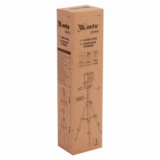 Лазерный уровень XQB GREEN Pro SET, 20 м, зеленый луч, батарейки, штатив MTX 350195 Лазерный уровень XQB GREEN Pro SET, 20 м, зеленый луч, батарейки, штатив MTX 350195