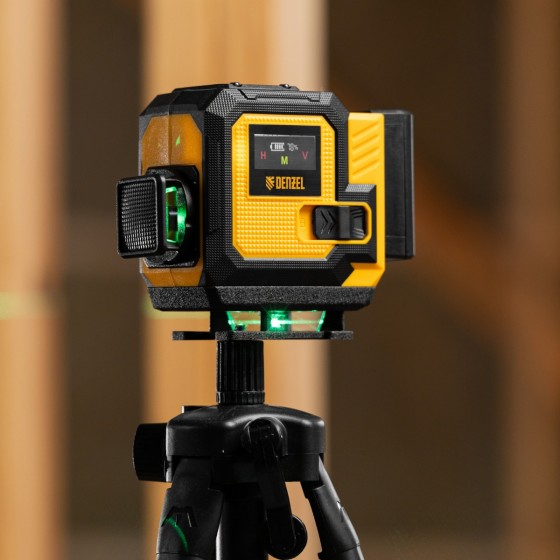 Лазерный уровень мультипризменный DLV-360-3T, 30 м, зеленый луч, Li-Ion 2,4 Aч, штатив // Denzel 350805 Лазерный уровень мультипризменный DLV-360-3T, 30 м, зеленый луч, Li-Ion 2,4 Aч, штатив // Denzel 350805